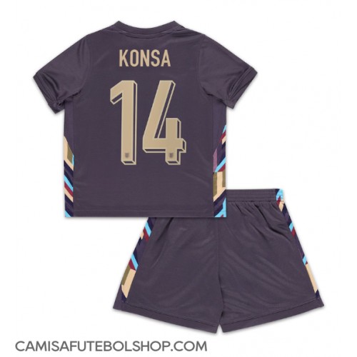 Camisa de time de futebol Inglaterra Ezri Konsa #14 Replicas 2º Equipamento Infantil Europeu 2024 Manga Curta (+ Calças curtas)